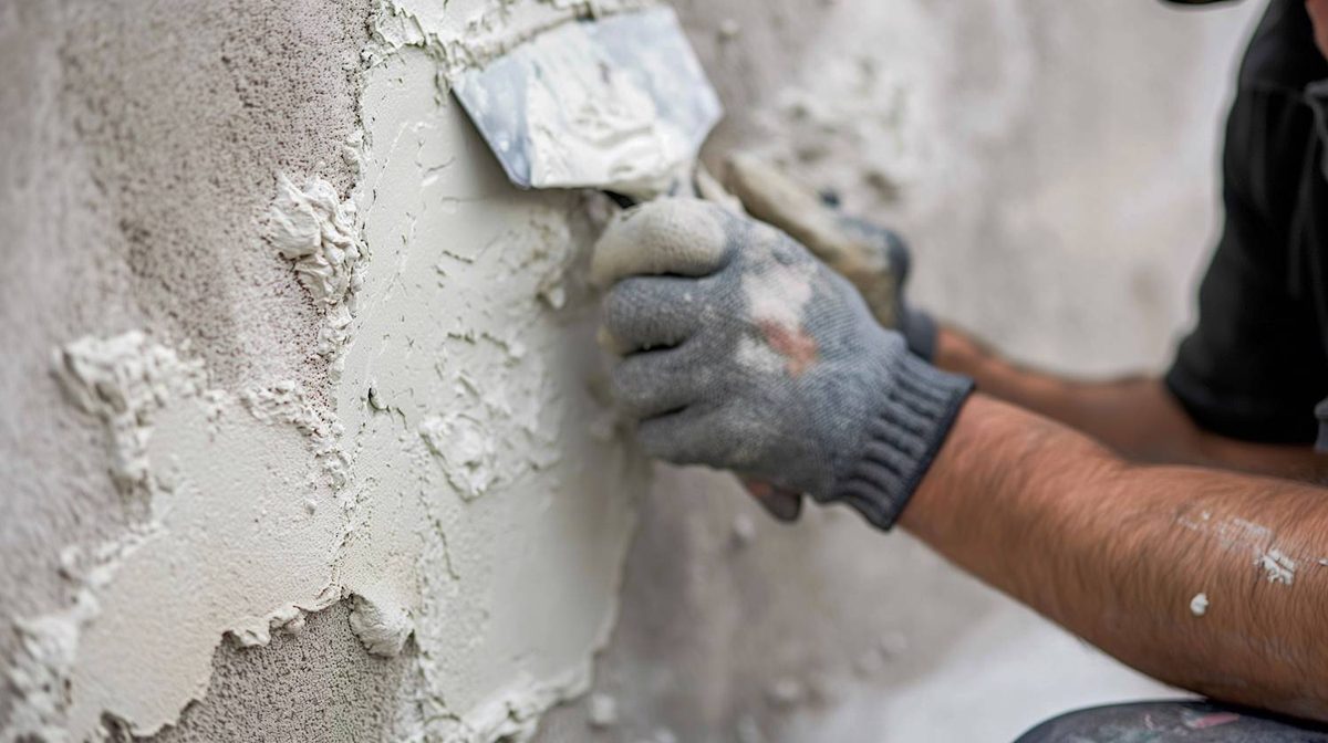 Trowel applying a smooth finish coat